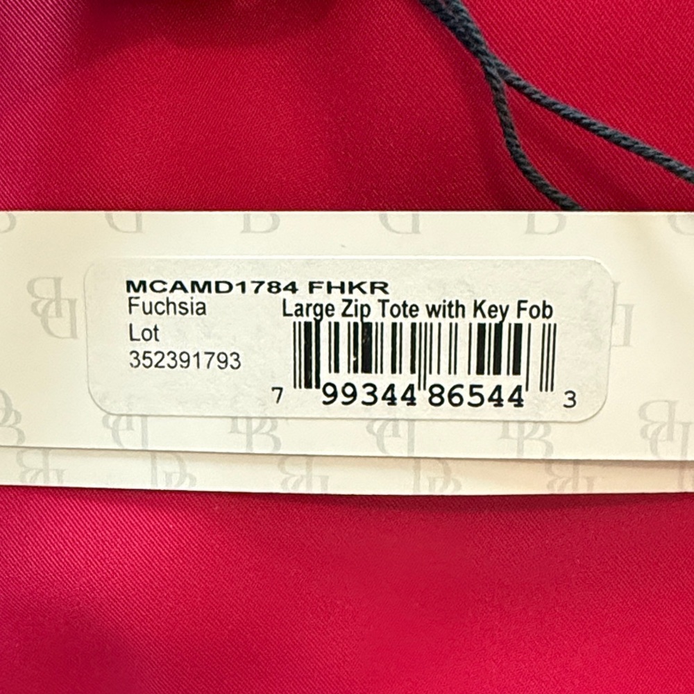 Brand New with tags Dooney & Bourke Fuchsia Tote with Brown Straps - Picture 4 of 7